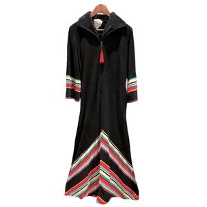 Vintage 70s Sears Long Maxi House Robe Pride Rainbow Zipper Pockets Medium